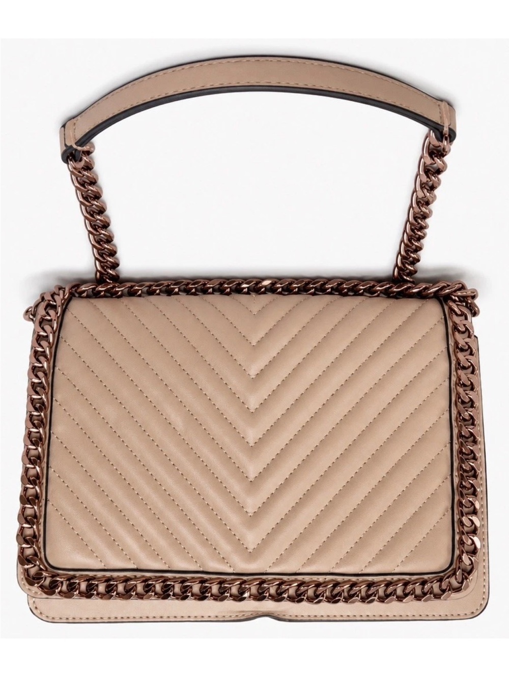 ALDO Breewald Chain Shoulder Bag Taupe Quilted NWT